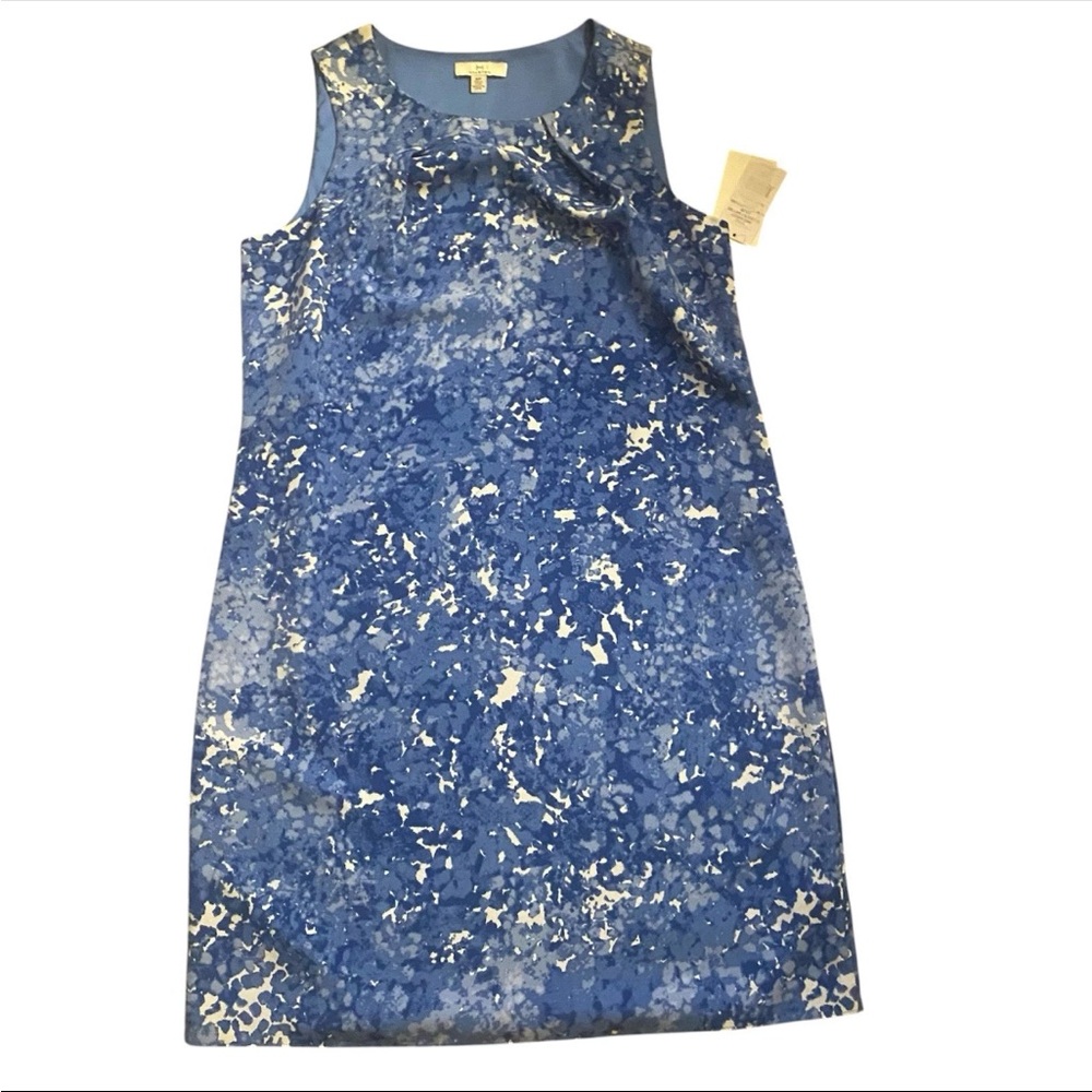 Halston Heritage Blue and White Sleeveless Dress